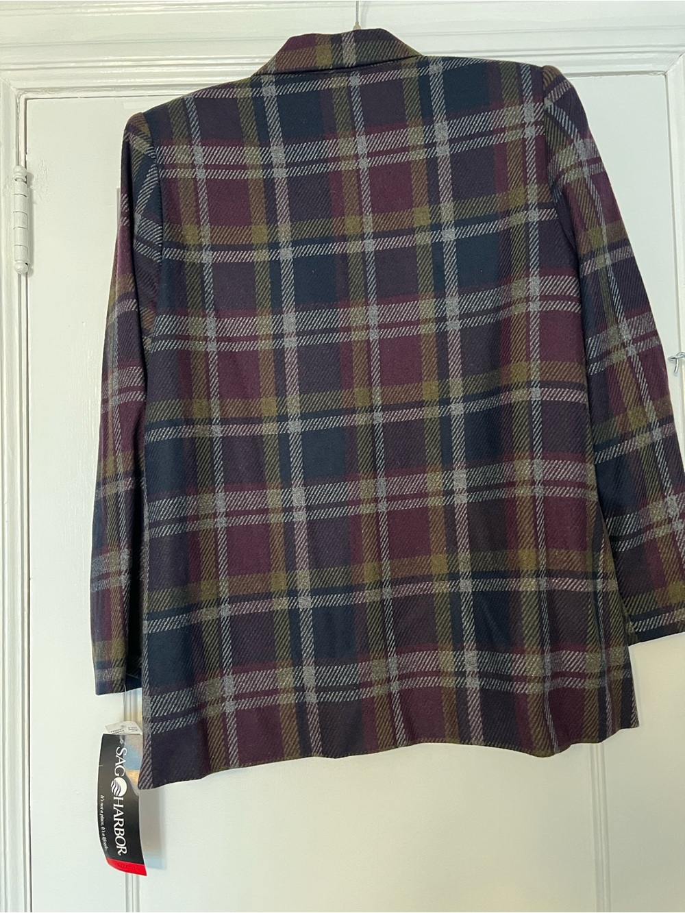Sag Harbor Plaid Wool Blend Blazer Size 14 NWT Equestrian Old Money - Picture 5 of 7